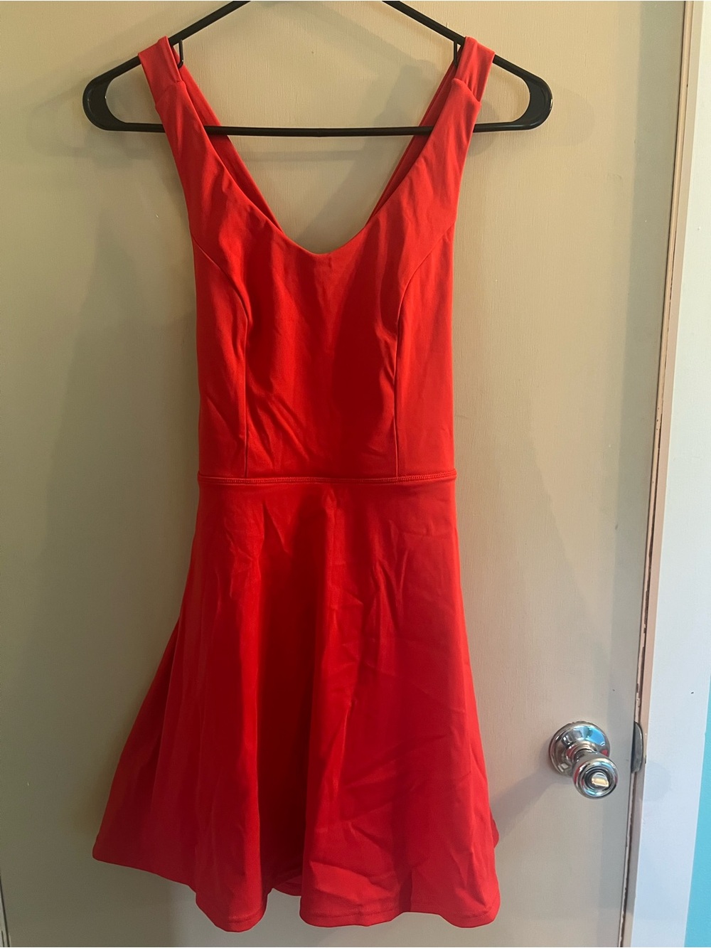 Sleeveless Red Mini Dress with Flared Skirt (built in shorts)